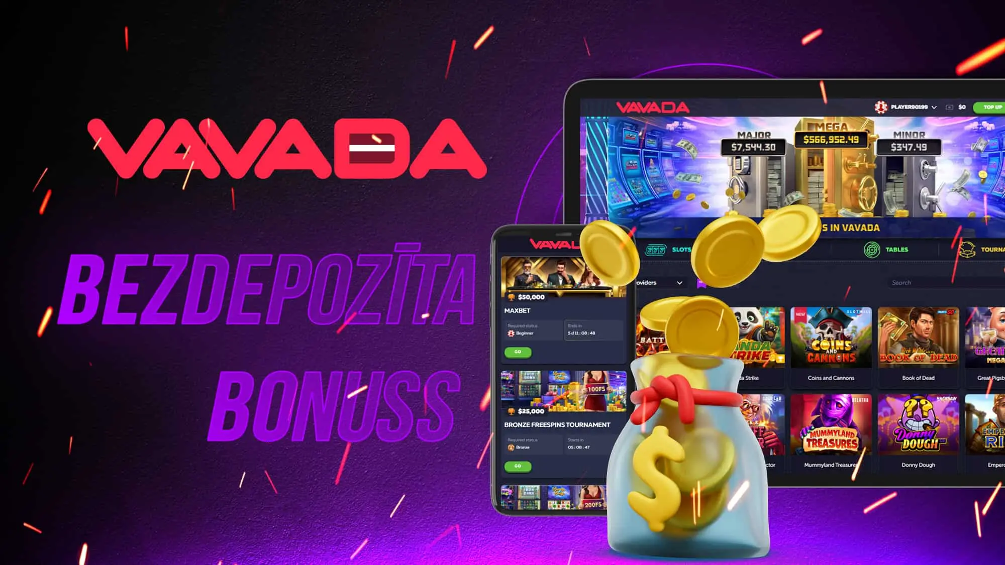 Saņemiet bonusu bez depozīta vietnē Vavada kazino