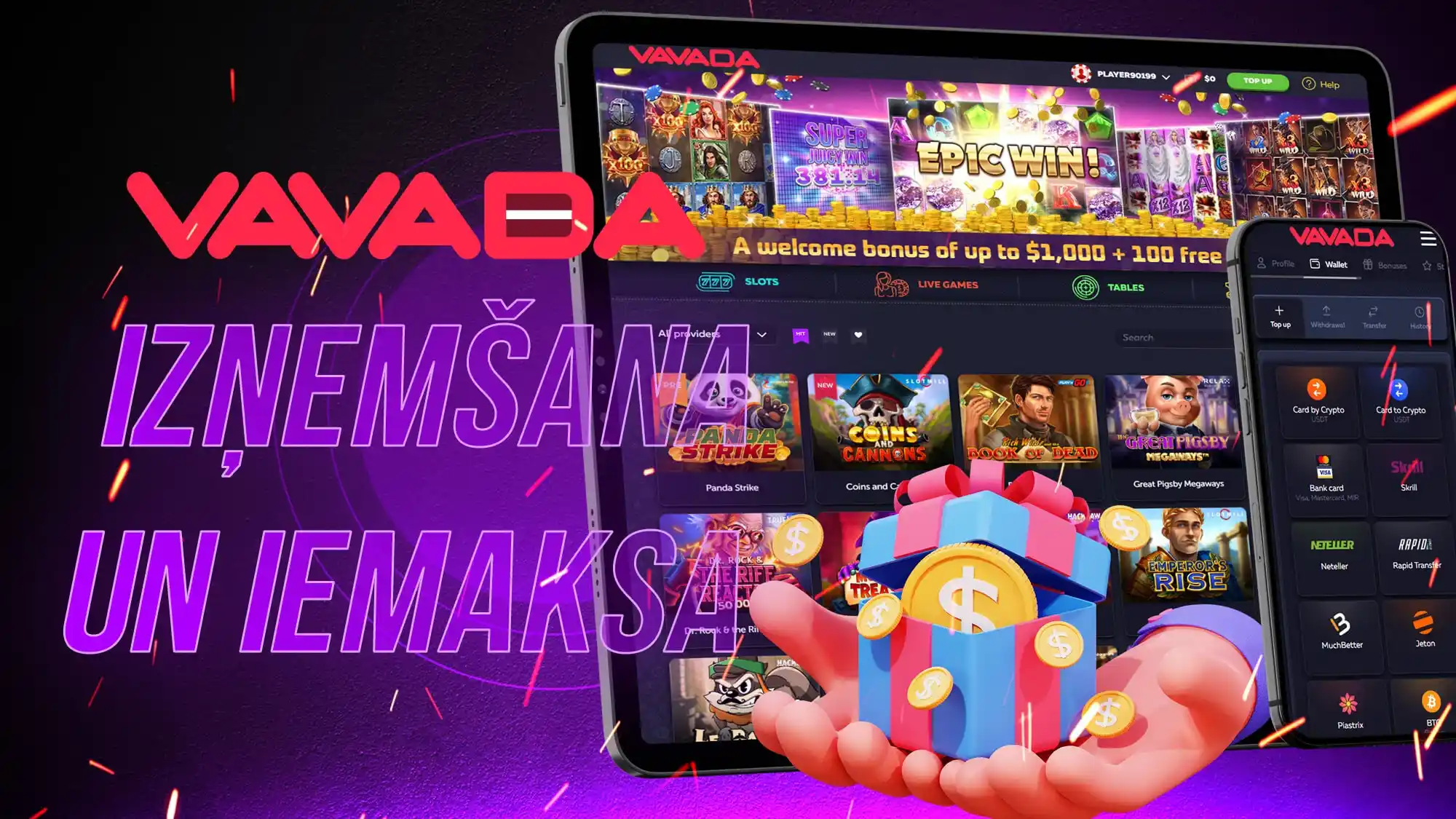 Iepazīstieties ar iemaksas un izņemšanas metodēm Vavada Casino