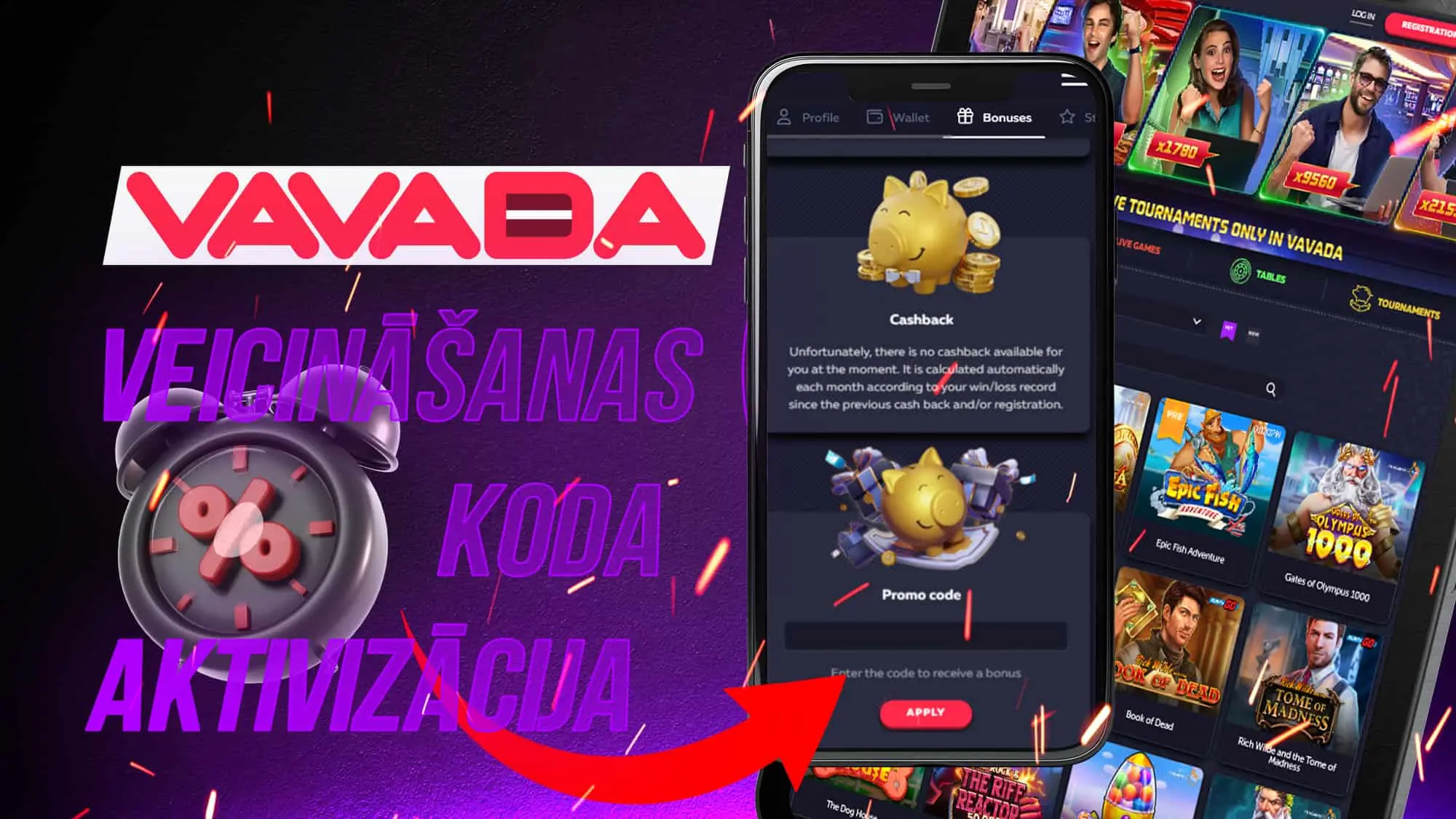 Dodieties uz bonusu cilni Vavada vietnē un aktivizējiet reklāmas kodu