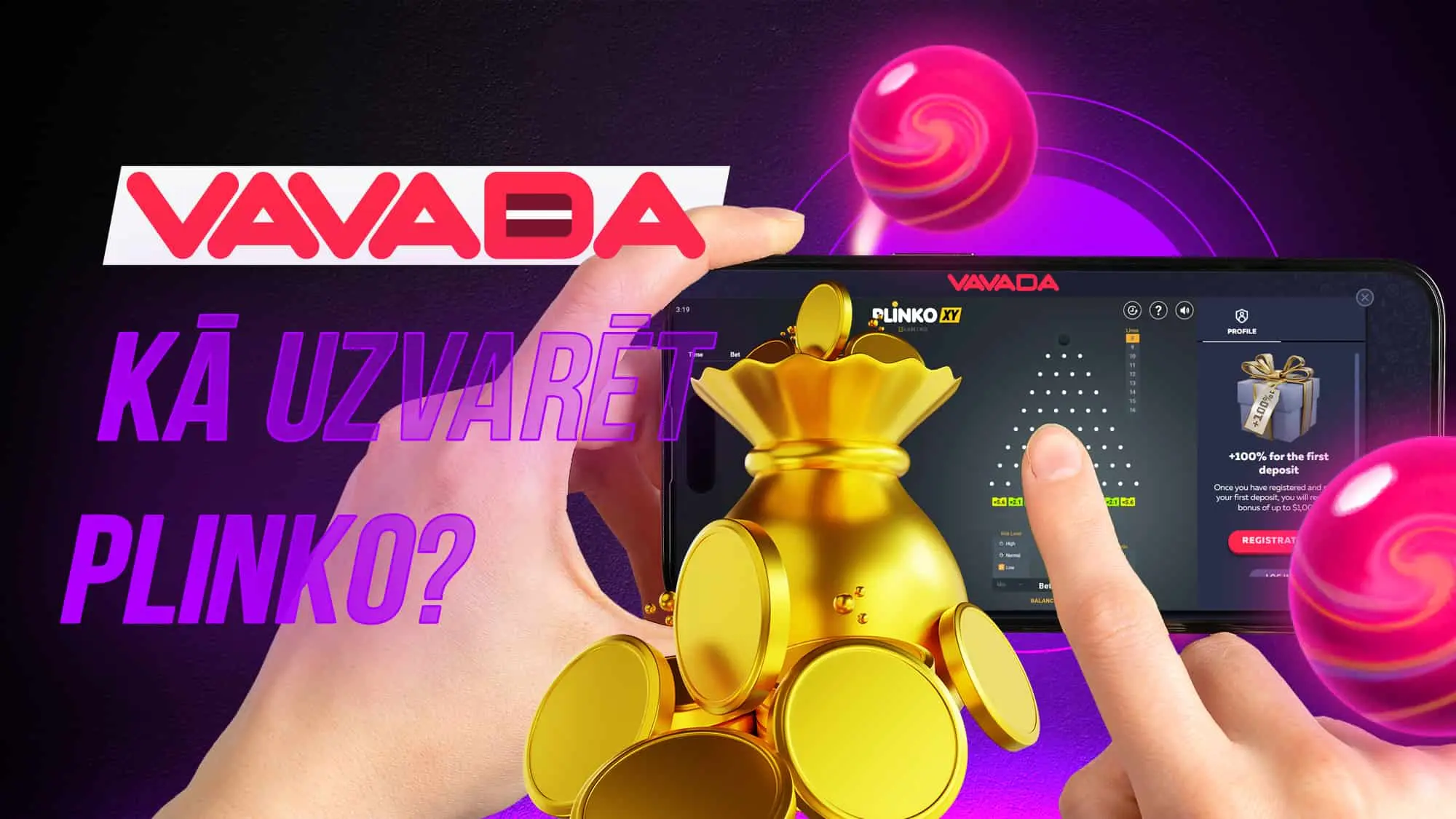Pabeidz visu Plinko spēli un laimē